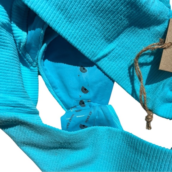 🌻NEW w.Tag Free People x Toast Turquoise Signature Banded Waist Bikini Bottom S - Picture 3 of 14